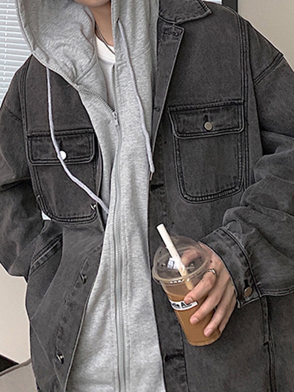 Fake-Zweiteiler aus Denim für Herren in Übergröße