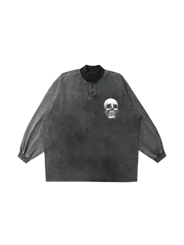 Herren-Sweatshirt mit Distressed-Kragen-Ausschnitt und Kreuzdruck