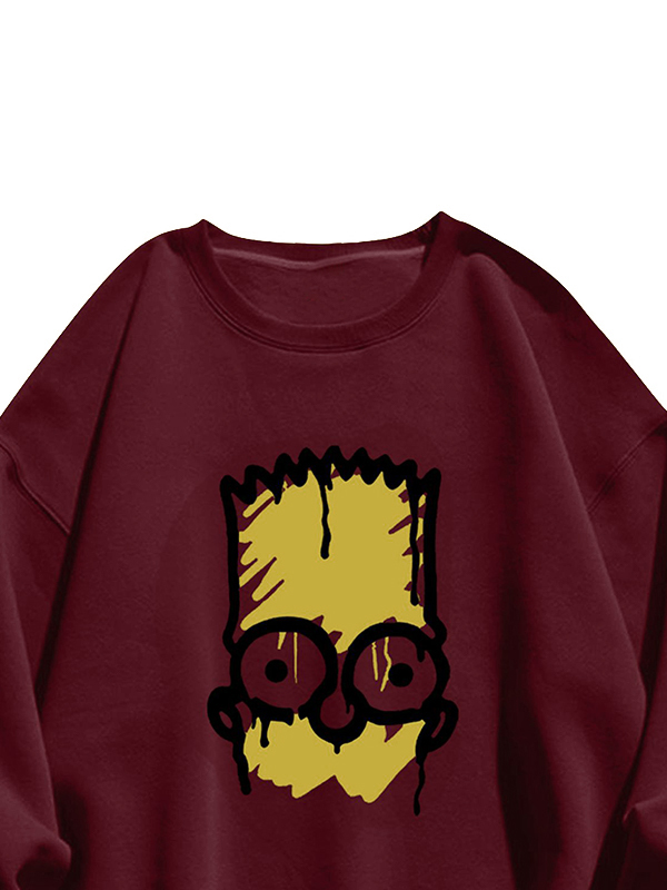 Herren-Sweatshirt mit Cartoon-Print in Kontrastfarbe