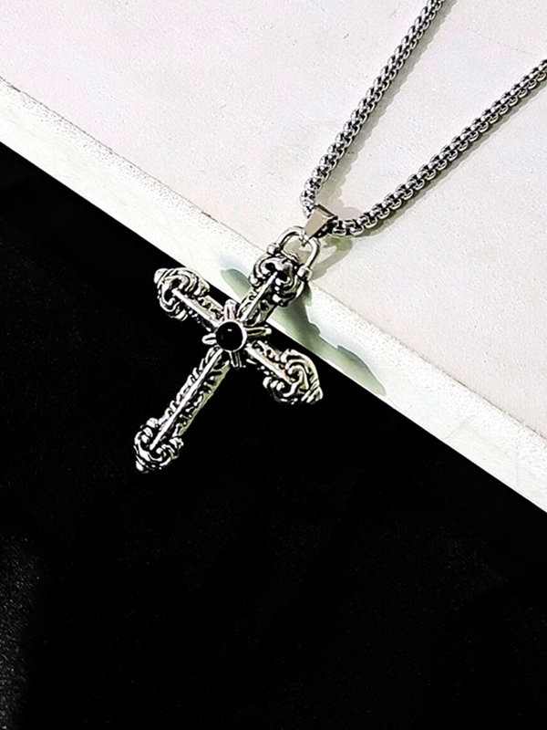 Halskette mit Punk-Kreuz-Anhänger für Herren