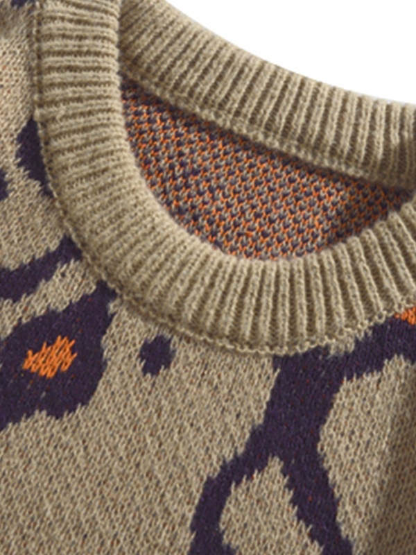 Herren-Strickpullover aus All-Over-Duck-Jacquard mit Rundhalsausschnitt