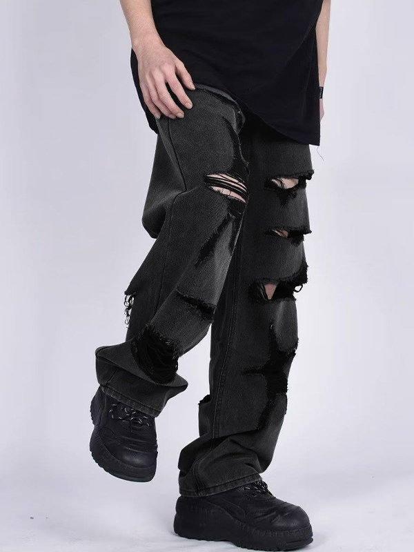 Lose Jeans für Herren im Vintage-Stil mit zerrissenem Tattered-Design