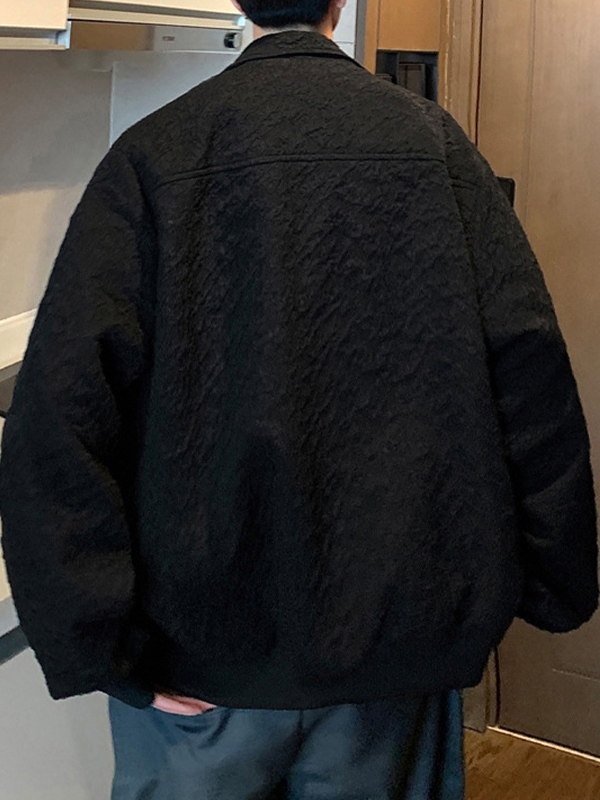 Strukturierte Herrenjacke mit Schalkragen und Sterndekor aus Metall