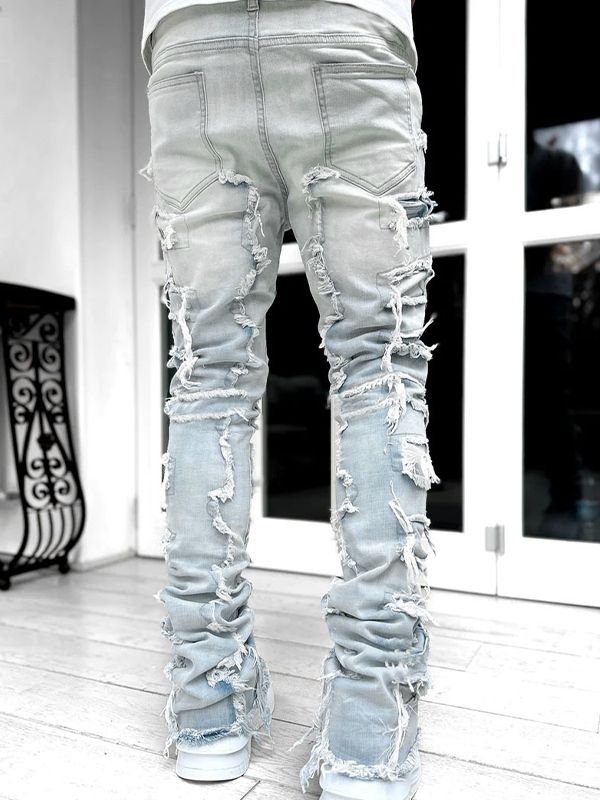 Hellblaue Slim-Jeans mit Raw Trim für Herren