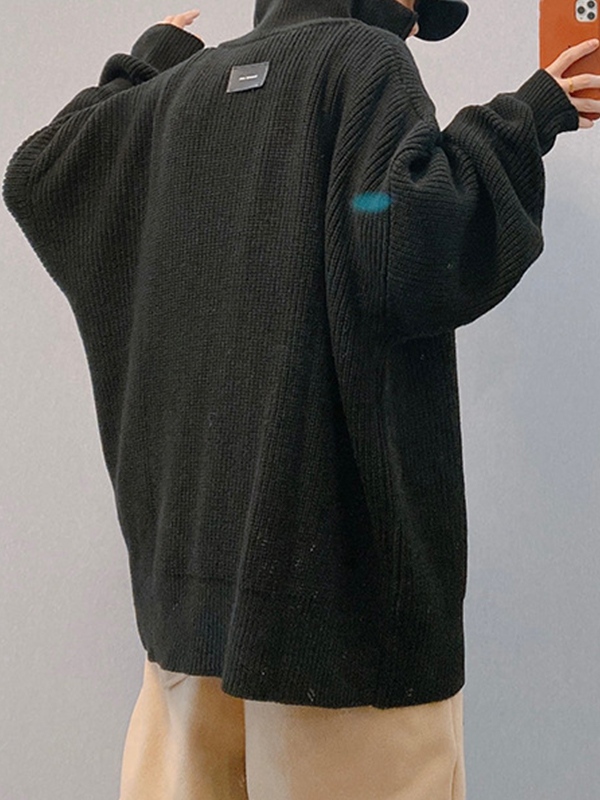 Solider Strickpullover mit halbem Reißverschluss für Herren