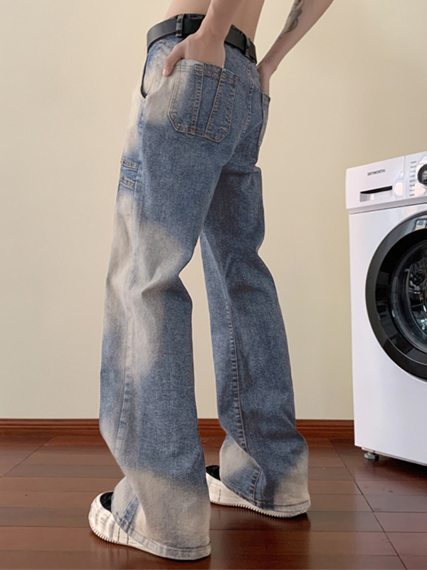 Hip Pop Tie Dye Splice Loose Jeans für Herren