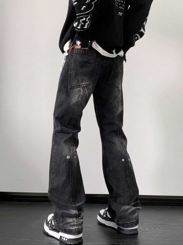 Herren-Jeans mit Vintage-Waschung und Splice-Motiv