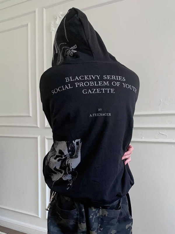 Übergroßer Kapuzenpullover für Herren mit abstraktem Grafikdruck