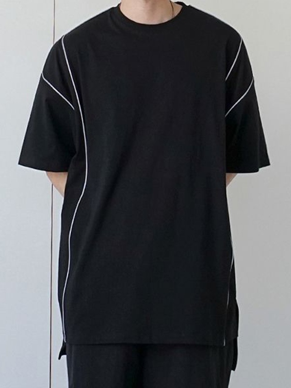 Reflektierendes Line Splice Halbarm-Kurzarm-T-Shirt für Herren
