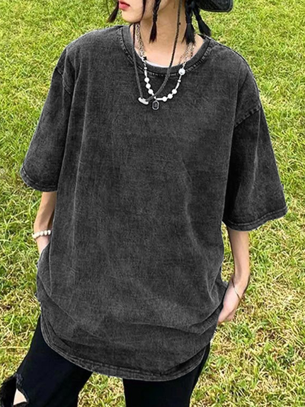 Kurzärmliges Herren-T-Shirt mit Distressed Skull Print in Waschung