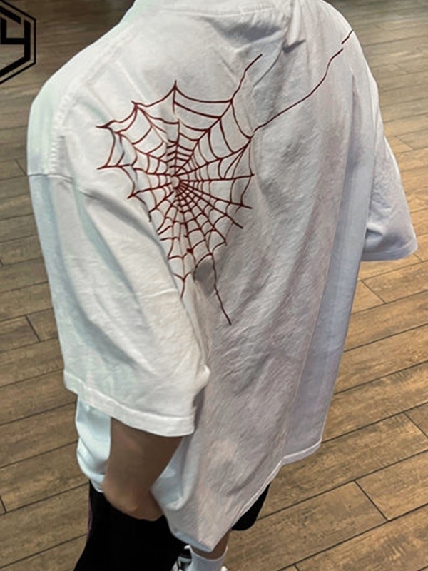 Kurzarm-T-Shirt mit Spider-Letter-Print für Herren