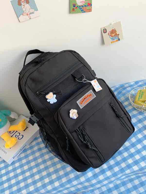 Lässiger Rucksack mit Netztaschen und Farbblockdesign