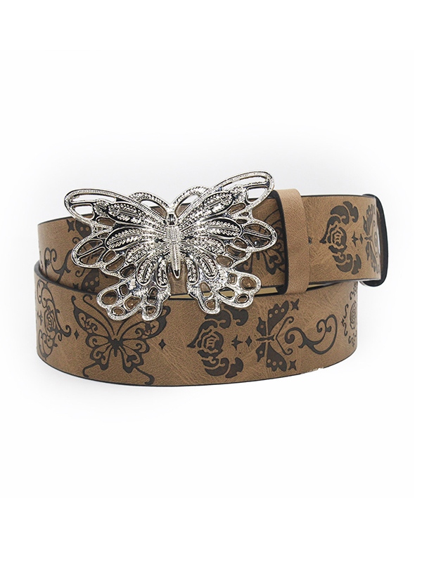 Vintage-Gürtel mit geprägter Schmetterlingsschnalle aus Metall