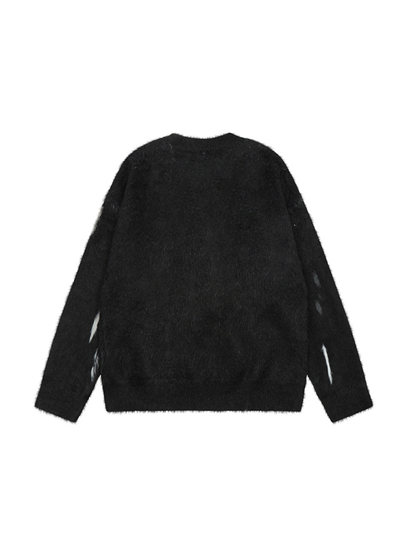 Herren Vintage Abstrakter Kitty Jacquard Pullover Pullover