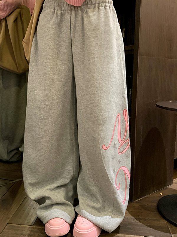 Lange Hose mit weitem Bein und Print im Streetstyle