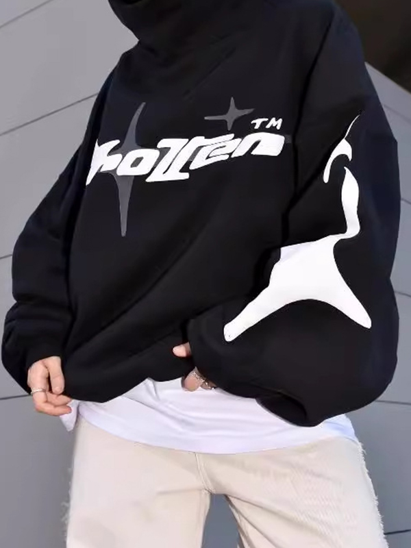 Y2K-Sweatshirt mit Stern-Buchstaben-Print