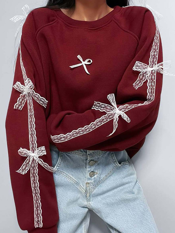 Loses Sweatshirt mit 3D-Schleife