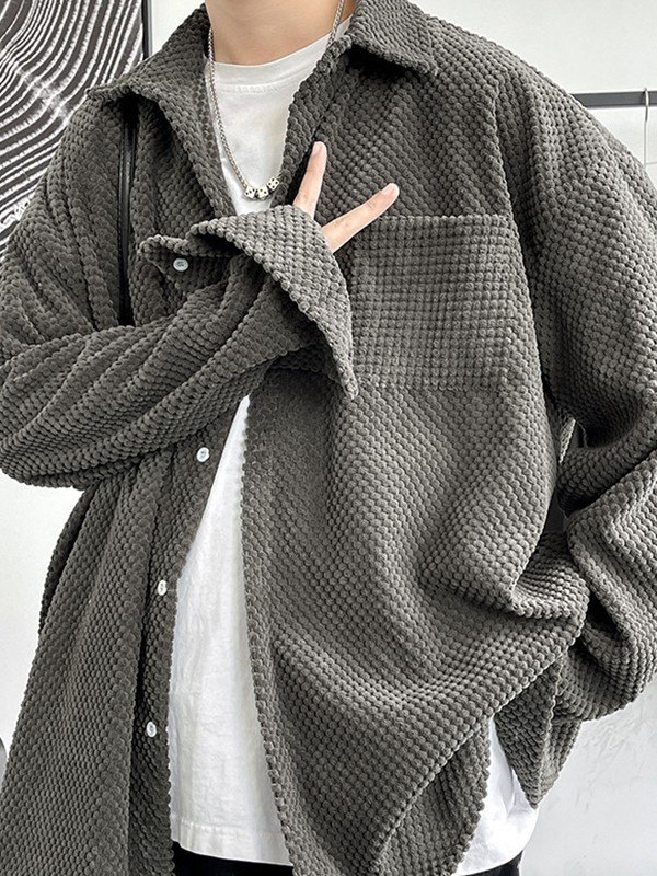 Cord-Hemdjacke mit langen Ärmeln für Herren