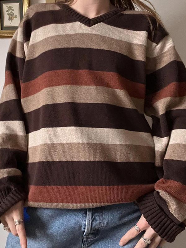 Retro Hottie braune Streifen Pullover