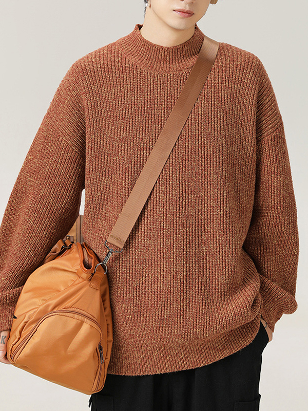 Retro-Rollkragenpullover mit dickem Stich