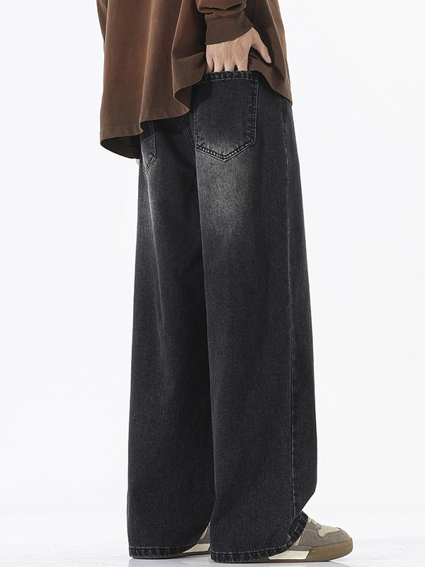 Amerikanische trendige lockere Jeans mit halbelastischer Taille