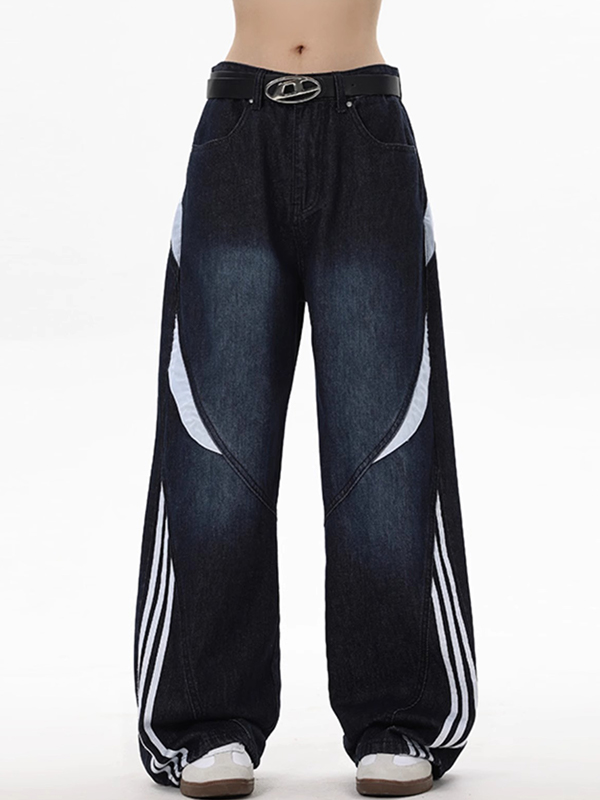 Retro-Boyfriendjeans mit drei Streifen