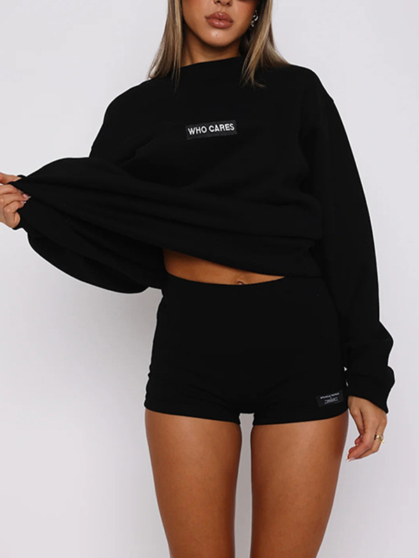 Skinny-Shorts mit hohem Bund und Print, Zweiteiler