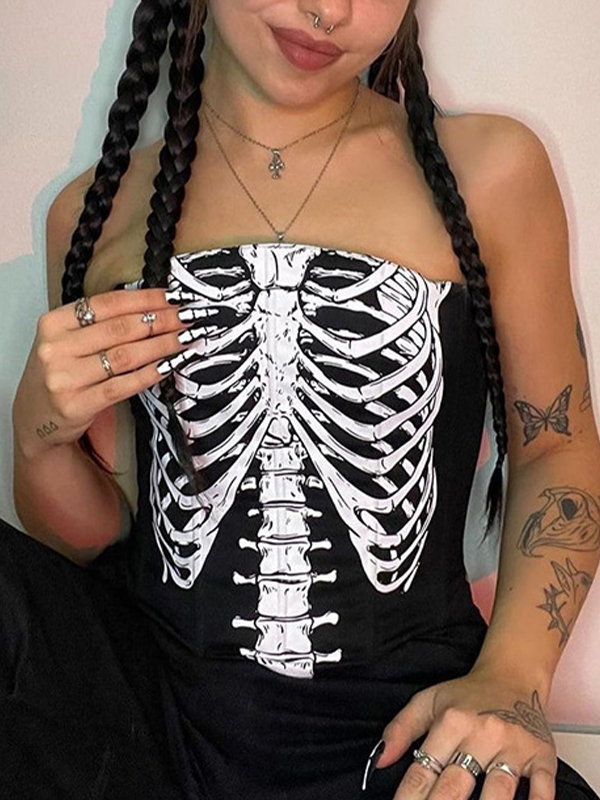 Personalisiertes Hot Girl Vielseitiges Bandeau-Top mit Skelett-Print