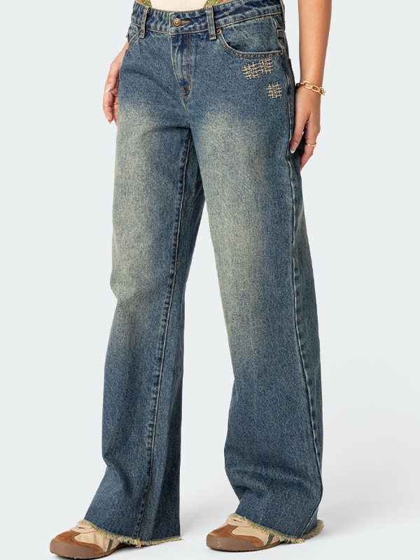 Low Rise verwaschene Boyfriendjeans