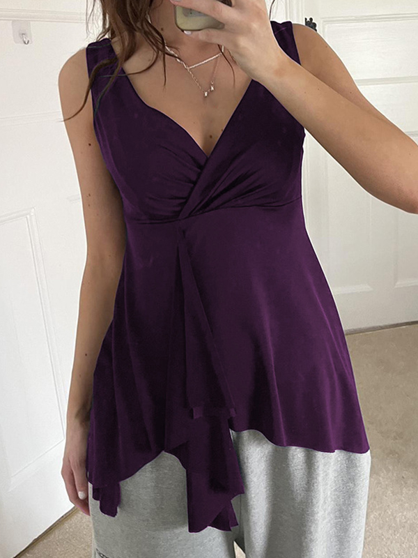 Busty Rüschen-Tanktop mit V-Ausschnitt