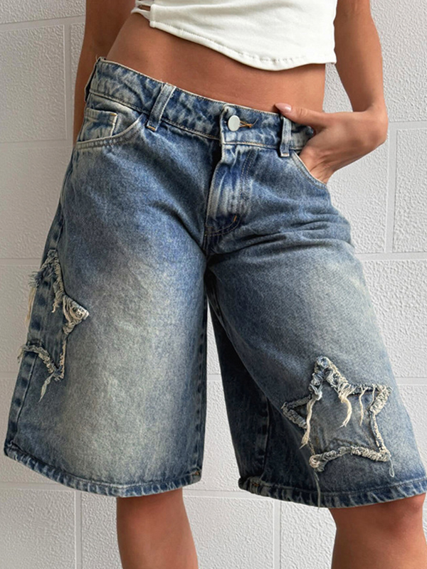 Jeansshorts im Spice Girl-Stil mit Stern-Patch