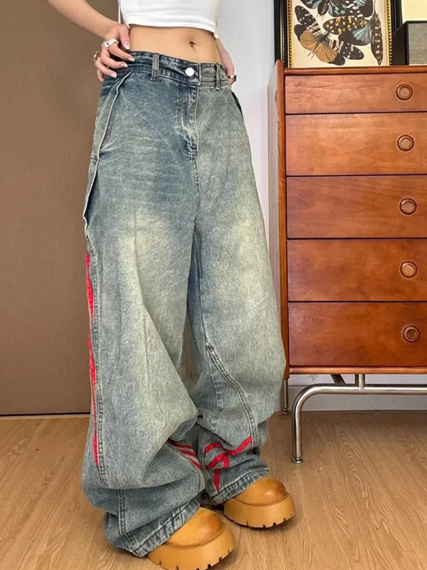 American Vintage – Gestreifte Boyfriendjeans