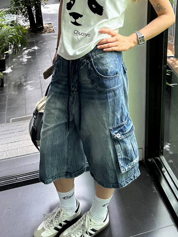 Lockere Jeansshorts im American Washed-Look