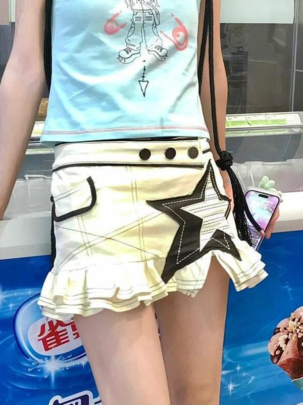 Waschbarer Minirock mit Stern-Patch