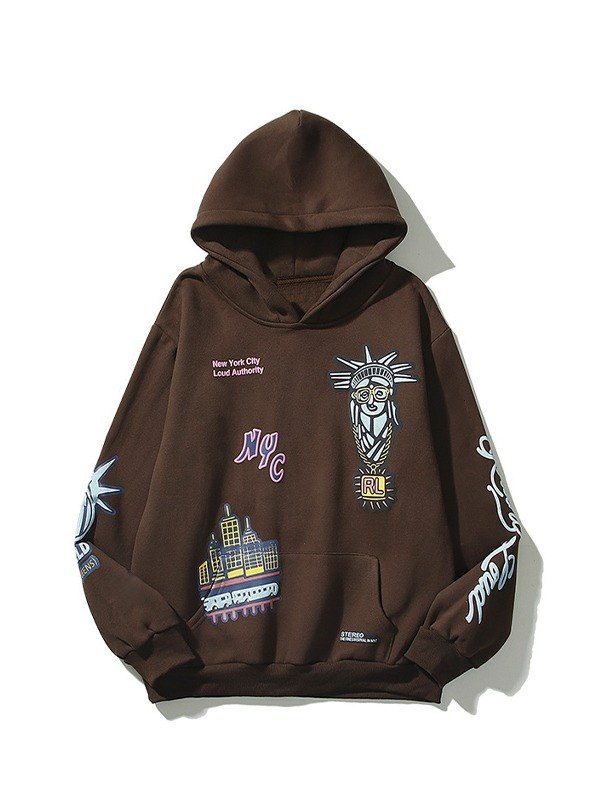 Herren-Graffiti-Punk-Grafik-Hoodie