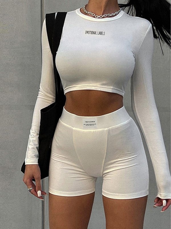 Vintage Langarm Crop Top Midiröcke Set