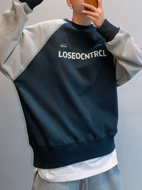 Herren-Pullover-Sweatshirt mit Raglan-Buchstaben-Print