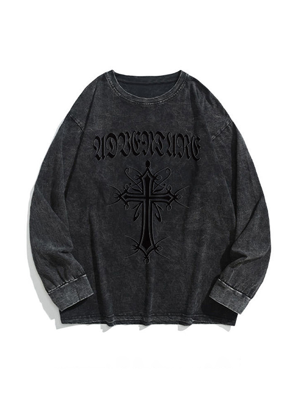 Herren-Sweatshirt mit Distressed-Cross-Print
