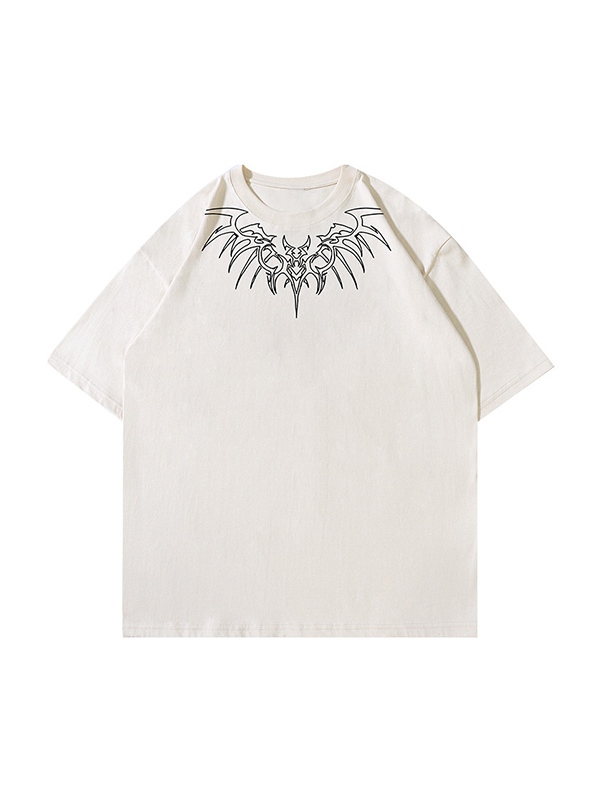 Übergroßes Kurzarm-T-Shirt mit Flügel-Print für Herren