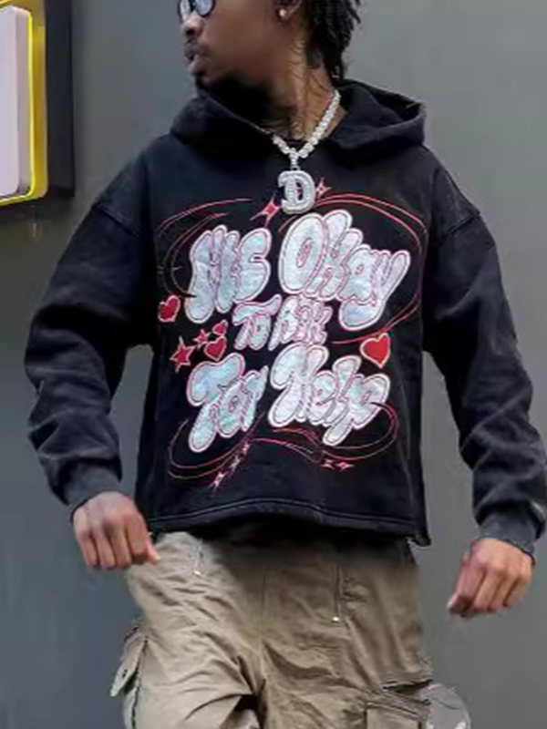 Übergroßer Hoodie mit Schriftzug für Herren