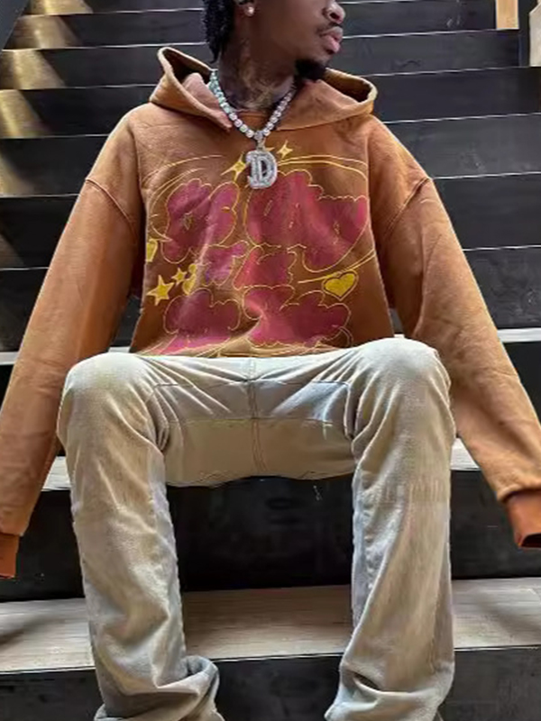 Übergroßer Hoodie mit Schriftzug für Herren