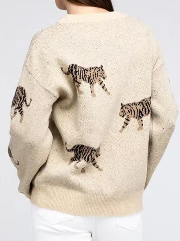 Übergroße Pullover aus Tiger-Jacquard