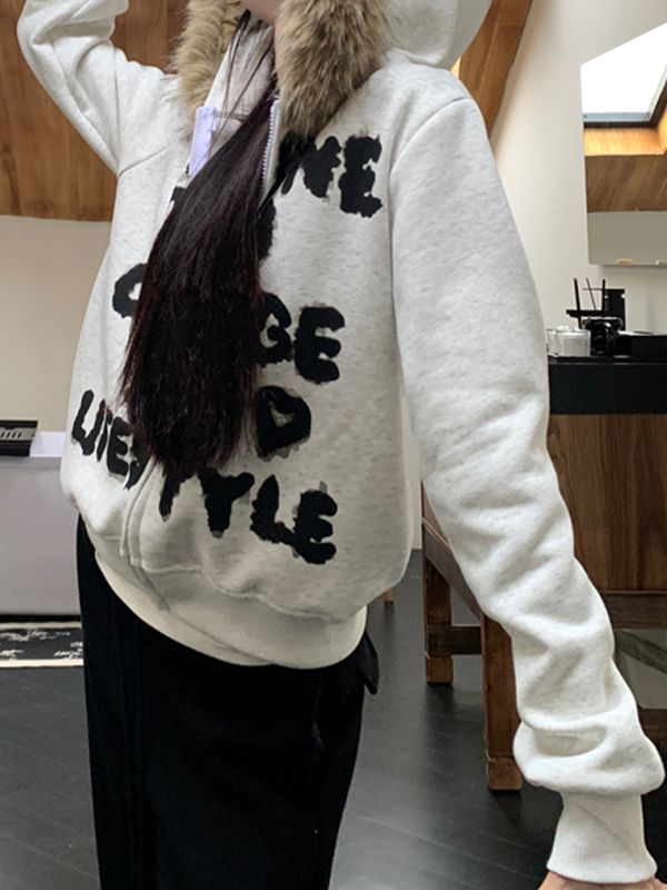 Übergroßer Hoodie mit Buchstaben-Print