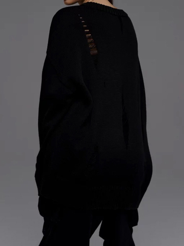 Übergroße Pullover mit Löchern in Unifarbe