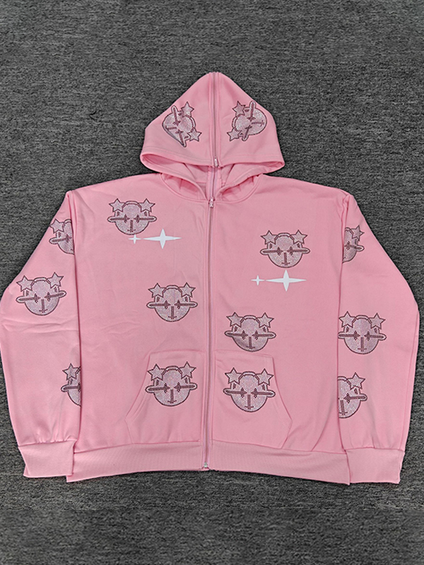 Übergroßer Hoodie mit Strass-Print