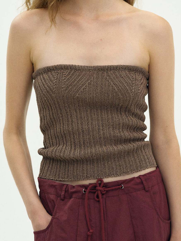 Einfarbiges Bandeau-Top