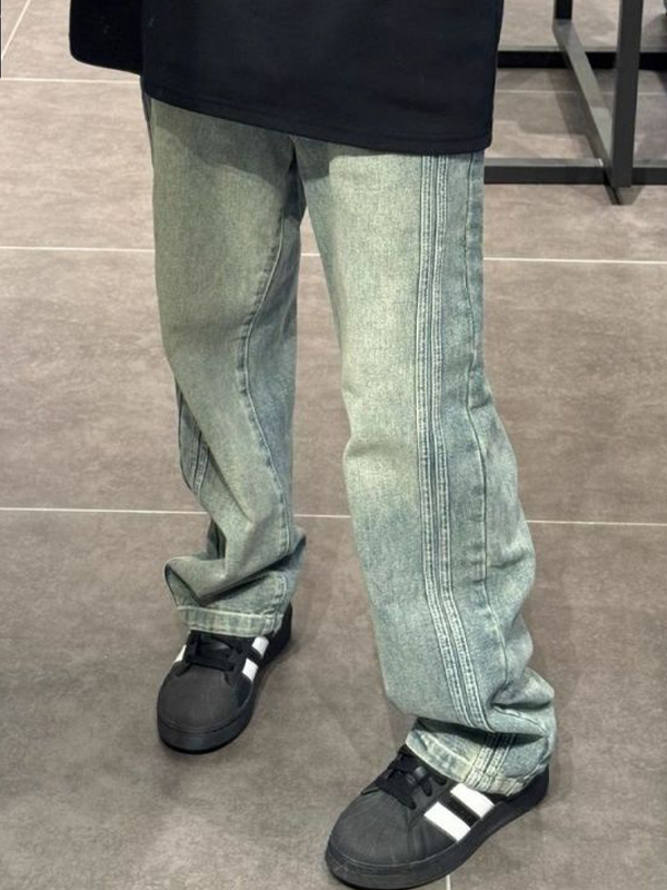 Retro-High-Street-Jeans für Herren mit geradem Bein
