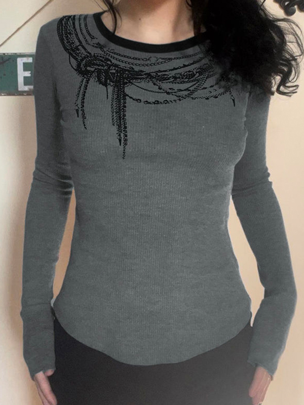 Langärmliges T-Shirt mit Ketten-Print