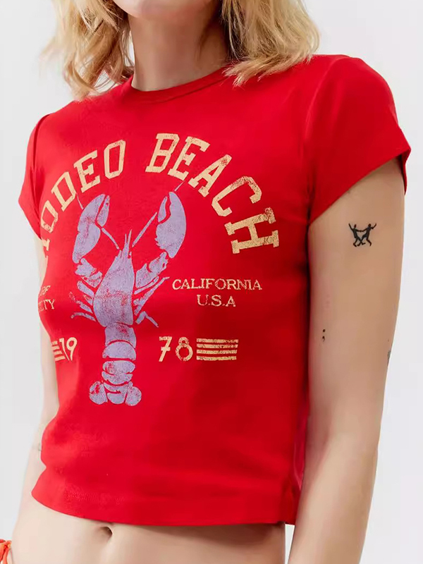 Kurzärmliges T-Shirt mit Krabben-Print