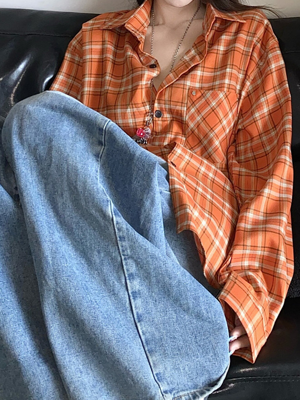 Langarmhemden mit Straßenkaromuster